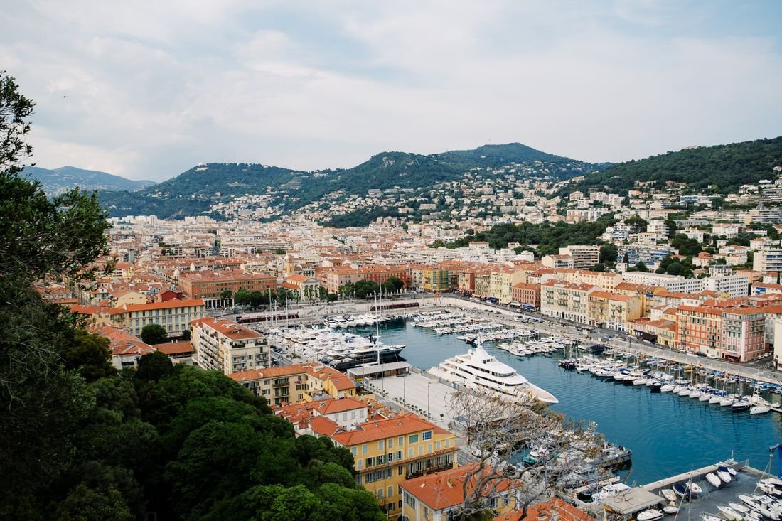 Boats docked in the historic old port of Nice